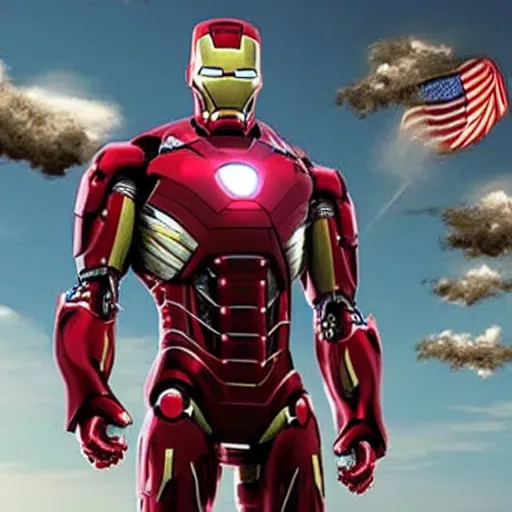 Image similar to obama in ironman suit in powerful pose, photorealistic