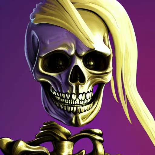 Image similar to a detailed portrait of a fancy skeleton with expressive features and metallic teeth, metal teeth, skeleton in a suit, purple glowing eyes, fantasy art, character, wizard, barbarian