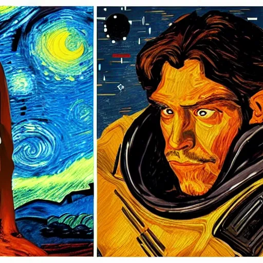 Image similar to star wars poster style of van goph