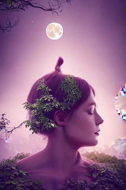 Image similar to book cover example, ivy on the right side and left side, high quality fantasy stock photo, unsplash transparent, forest and moon, beautiful moon light, intricate detail, elegant, hyper realistic, ultra detailed, octane render, volumetric cinematic lighting, 8 k post production