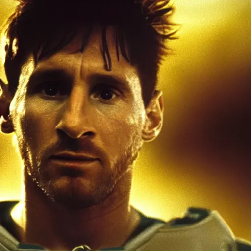 Image similar to Lionel Messi in Alien, cinematic, sharp focus, movie still, atmospheric, 8k,