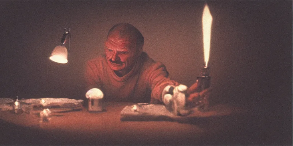 Prompt: detailed medium format photo, polaroid still from tarkovsky movie, reddy kilowatt with electricity coming from his nose, haze, high production value, intricate details, 8 k resolution, hyperrealistic, hdr, photorealistic, high definition, tehnicolor, award - winning photography, masterpiece, amazing colors