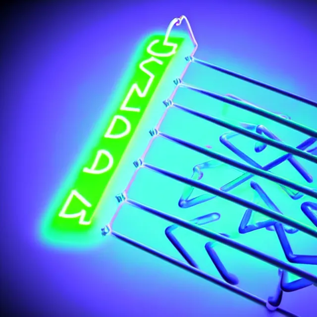 Image similar to Glowing DNA inside a neon transparent 3d object of the letter \'R\' , digital art