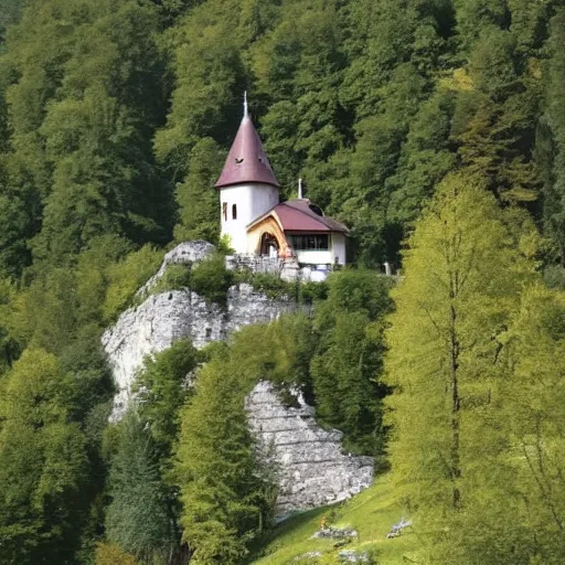 Image similar to little castle on a forest hill in switzerland in the summer