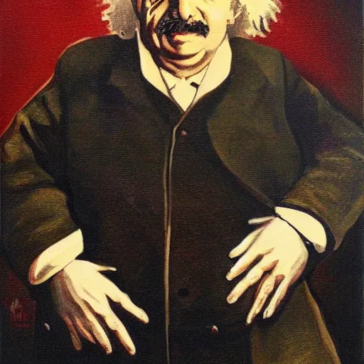 Prompt: obese einstein portrait