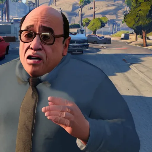 Image similar to danny devito inside of grand theft auto 5