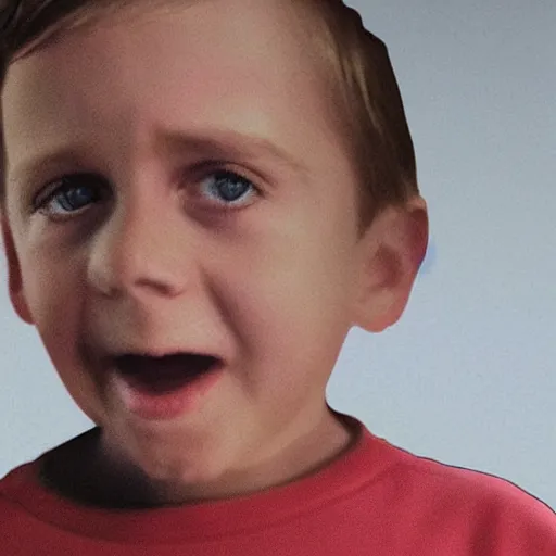 Image similar to photo realistic picture of kid with half face of steve buscemi and other half of amy schumer