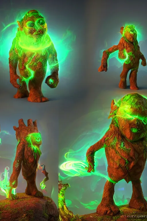 Image similar to arcane fantasy art giant golem elemental wood rock bastion forged gemstone enchanted forest troll, global illumination ray tracing hdr fanart arstation by sung choi and eric pfeiffer and gabriel garza and casper konefal lisa frank zbrush central hardmesh radiating a glowing aura