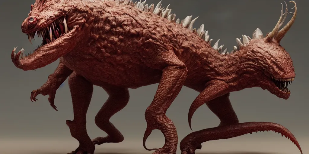 Prompt: the unique monster strange animal creature by neville page, ken barthelmey, carlos huante and doug chiang, sharp focus, trending on artstation, hyper realism, octane render, 8 k, hyper detailed, ultra detailed, highly detailed, zbrush, concept art, creature design, a still shot from movie