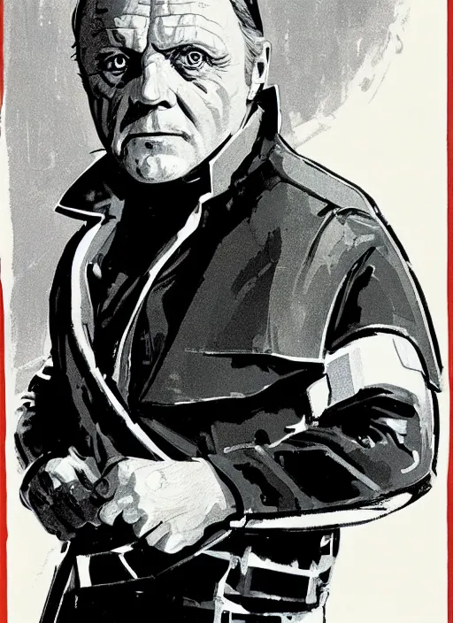 Image similar to Anthony Hopkins as Luke Skywalker illustration by Syd Mead