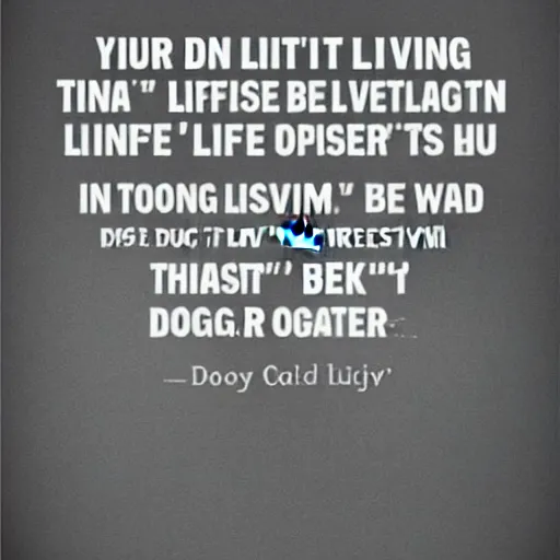 Prompt: your time is limited, so don't waste it living someone else's life. don't be trapped by dogma - which is living with the results of other people's thinking.