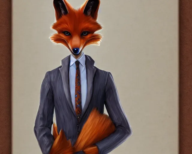 Prompt: award - winning extremely detailed fantasy art of a cute male anthropomorphic vulpes vulpes fulva teacher wearing suit working at a school, 4 k