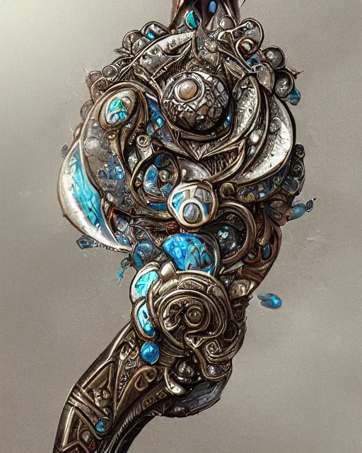 Image similar to close up of an amulet, fantasy, intricate, elegant, highly detailed, digital painting, artstation, concept art, smooth, sharp focus, illustration