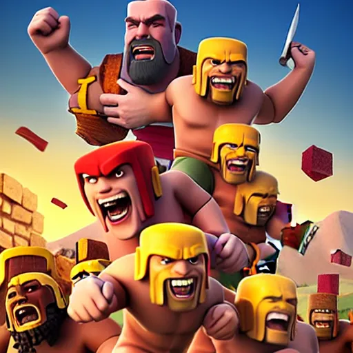 Image similar to clash of clans film poster concept featuring Kanye