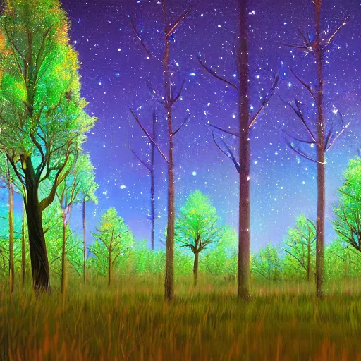 Image similar to forest trees, galaxy 🌌 digital art