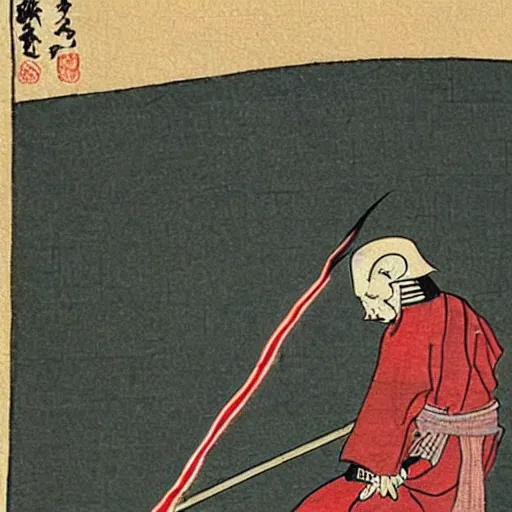 Image similar to ancient japanese watercolour of a darth sidious shooting lightning from his fingers at luke skywalker. Luke Skywalker is writhing on the ground in agony and begging darth vader to help.