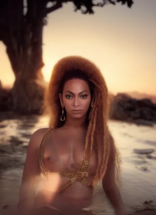 Image similar to photographic portrait of a stunningly beautiful renaissance beyonce with soft makeup in soft dreamy light at sunset, royal themed, contemporary fashion shoot, by edward robert hughes, annie leibovitz and steve mccurry, david lazar, jimmy nelsson, breathtaking, 8 k resolution, extremely detailed, beautiful, establishing shot, artistic, hyperrealistic, beautiful face, octane render