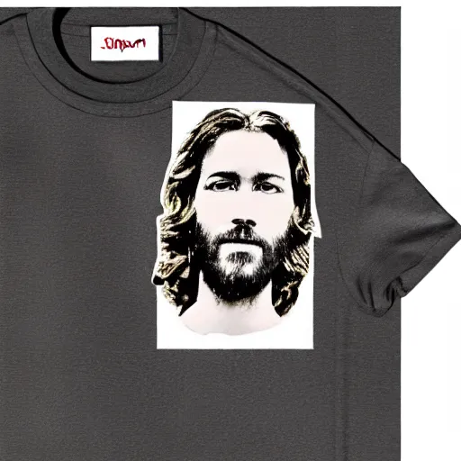 a photo of a supreme t - shirt with an image of jesus | Stable ...