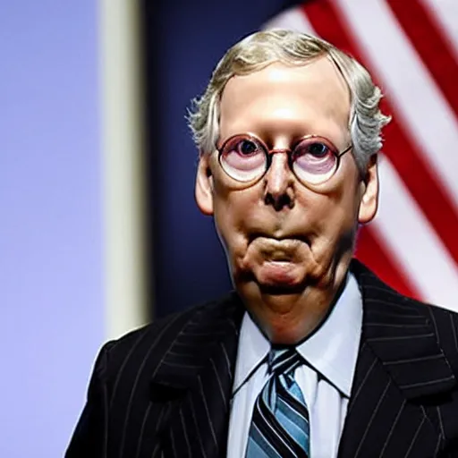 Prompt: mitch mcconnell taking a huge bong rip, ap press photo