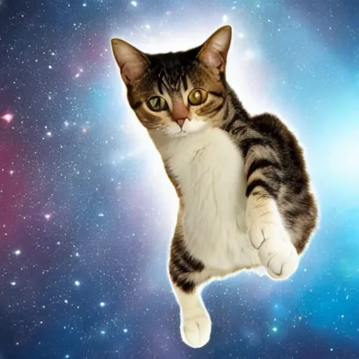 Prompt: a cat stepping through a rip in space time