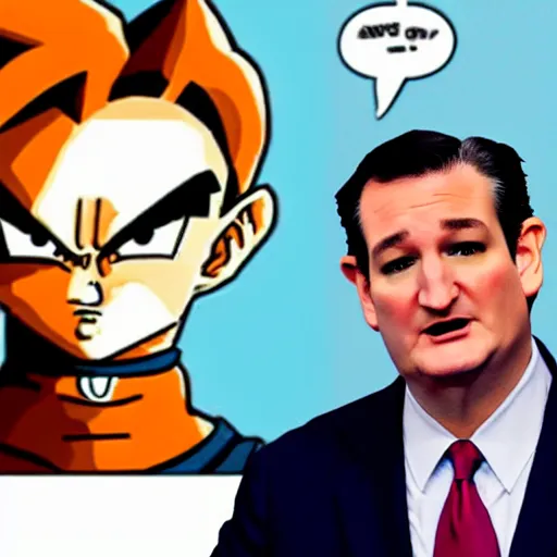 Prompt: ted cruz in the style of dragon ball z