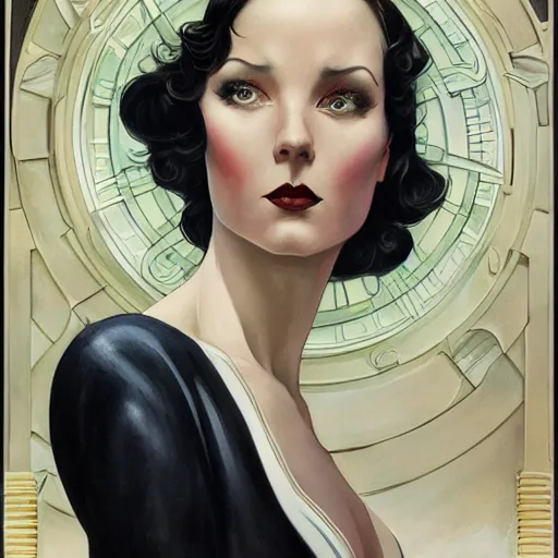 Image similar to a streamline moderne, art nouveau, multi - racial portrait in the style of charlie bowater, and in the style of donato giancola, and in the style of charles dulac. intelligent, expressive eyes. symmetry, ultrasharp focus, dramatic lighting, semirealism, intricate symmetrical ultrafine streamline moderne background detail.