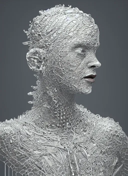 Prompt: sculpture made of water, portrait, female, future, shaman, harper's bazaar, vogue, magazine, insanely detailed and intricate, concept art, ornate, luxury, elite, elegant, trending on artstation, by ruan jia, by Kenneth Willardt, by ross tran, by WLOP, by Andrei Riabovitchev,