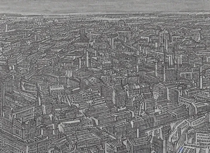 Prompt: detail from Hollar’s Panoramic view of London, 1947