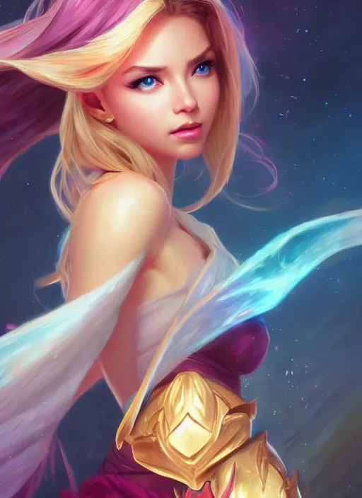 Image similar to beautiful lux fortune from league of legends, half body shot, path traced, realistic, highly detailed, high quality, digital painting, hd, alena aenami, lilia alvarado, shinji aramaki, karol bak, alphonse mucha, tom bagshaw