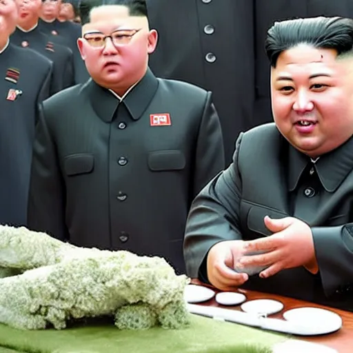 Image similar to kim jong un smoking weed in the middle of a war