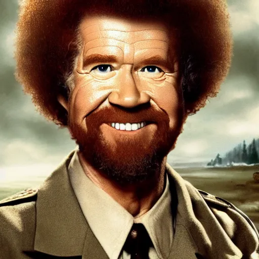 Prompt: bob ross in saving private ryan, concept art, movie poster, 4 k