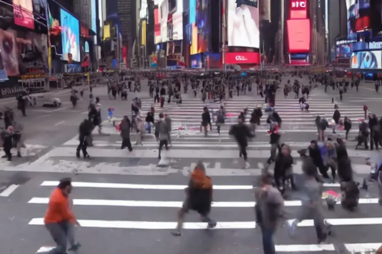 Image similar to android cannibals attacking people in times square security camera footage