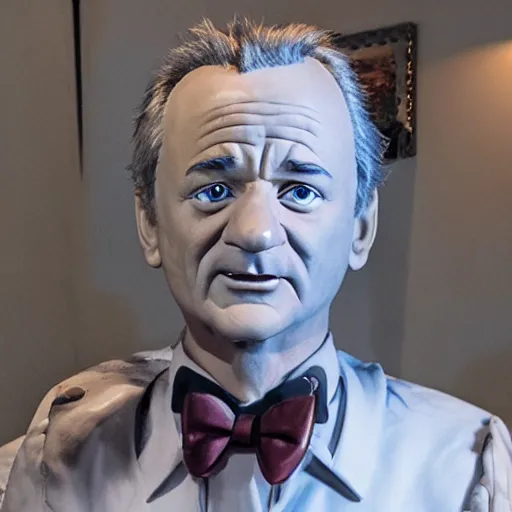 Image similar to animatronic Bill Murray, exposed mechanics, photo, Stan Winston studios, detailed, 4k