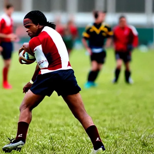 Prompt: ronaldinho playing rugby, detailed, sharp focus, smooth