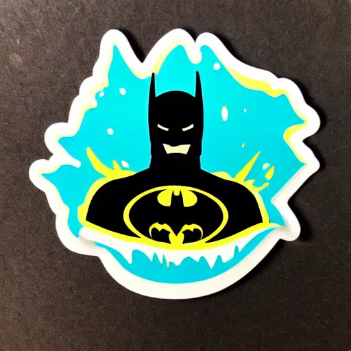 Prompt: die cut sticker, batman, splatter paint