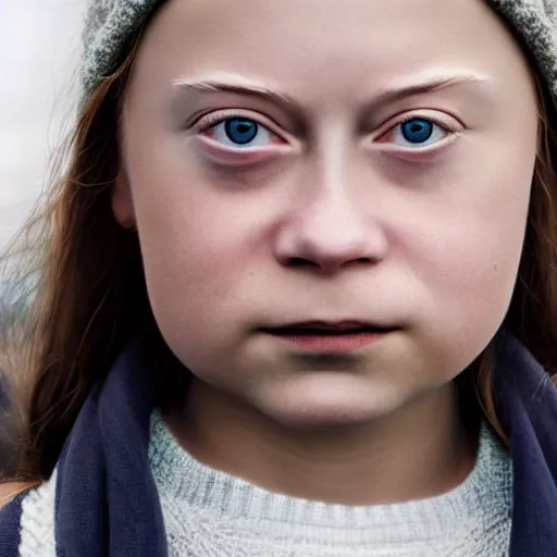 Image similar to closeup portrait of greta thunberg, depth of field, zeiss lens, detailed, symmetrical, centered, fashion photoshoot, by Annie Leibovitz and Steve McCurry, David Lazar, Jimmy Nelsson, Breathtaking, 8k resolution, extremely detailed, beautiful, establishing shot, artistic, hyperrealistic, beautiful face, octane render