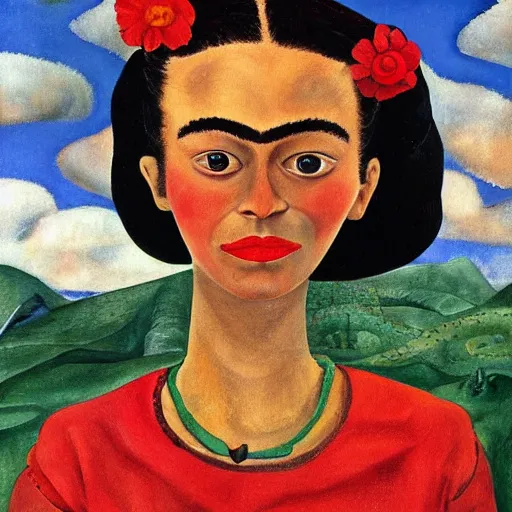 Prompt: Pippi Longstocking, painted by Frida Kahlo