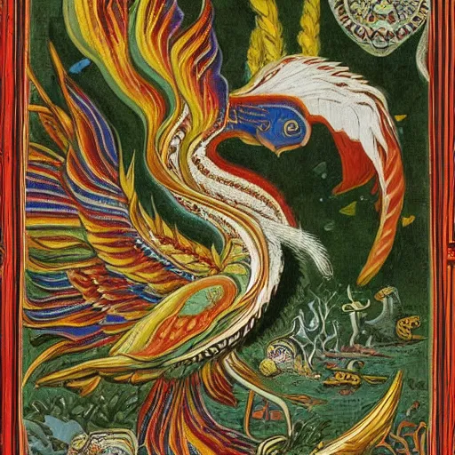 Image similar to strange bestiary of repressed unconscious simurgh