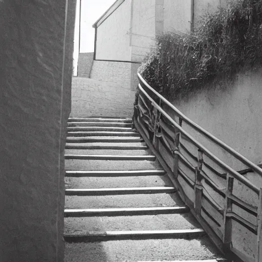 Prompt: staircase to nowhere, photograph, ilford hp5 film