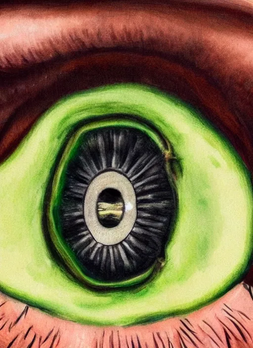 Image similar to portrait of a stunningly beautiful eye, 🥑