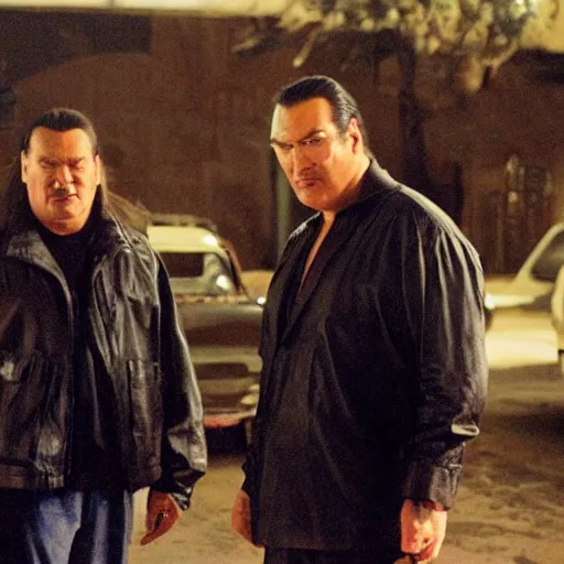 Image similar to scene of a movie with steven seagal