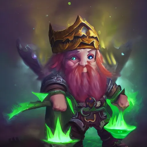Image similar to world of warcraft gnome warlock summoning a felguard, trending on artstation, landscape