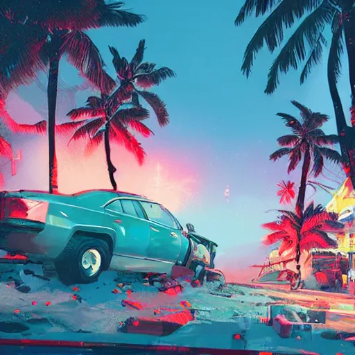 Image similar to christmas in hawaii by james gilleard and liam wong and jeremy mann, extra wide angle