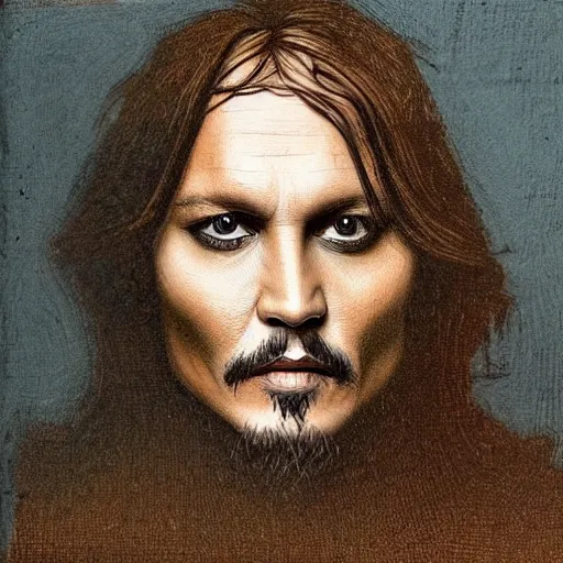 Prompt: portrait of johnny depp in the style of leonardo da vinci