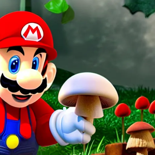 Image similar to mario poisoned with mushrooms