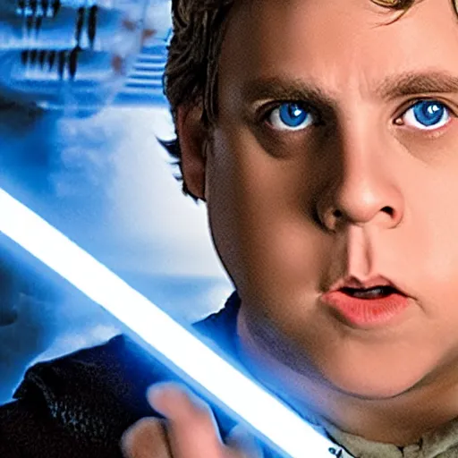 Image similar to jonah hill as luke skywalker in star wars episode 6, 8k resolution, full HD, cinematic lighting, award winning, anatomically correct