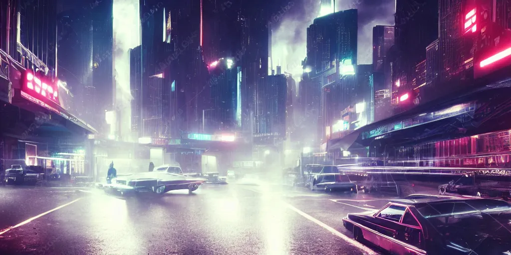 Image similar to neo noir city, 1 9 8 0 s future retro, cinematic, dramatic lighting, atmospheric