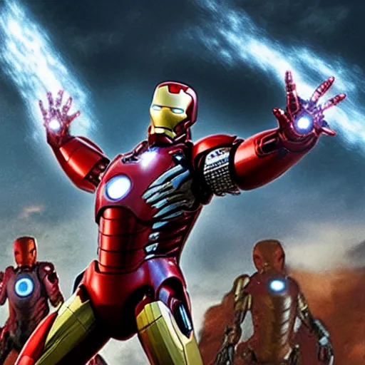 Image similar to Iron man with ultrons head