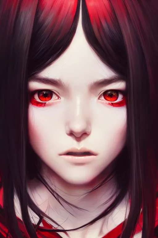 a beautiful girl with long black hair and red eyes, | Stable Diffusion ...