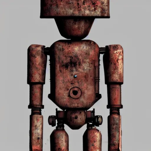 Image similar to and old rusted robot, 4 k, realistic, creepy